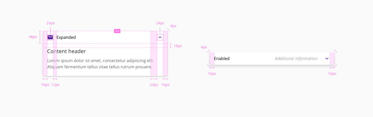 Accordion design specifications