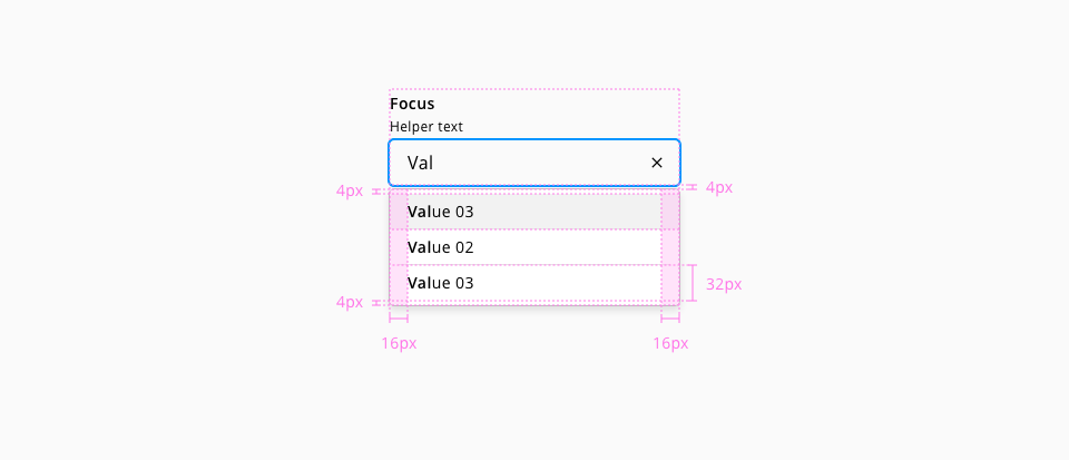 Autosuggest text input design specifications