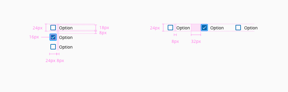 Checkbox design specifications