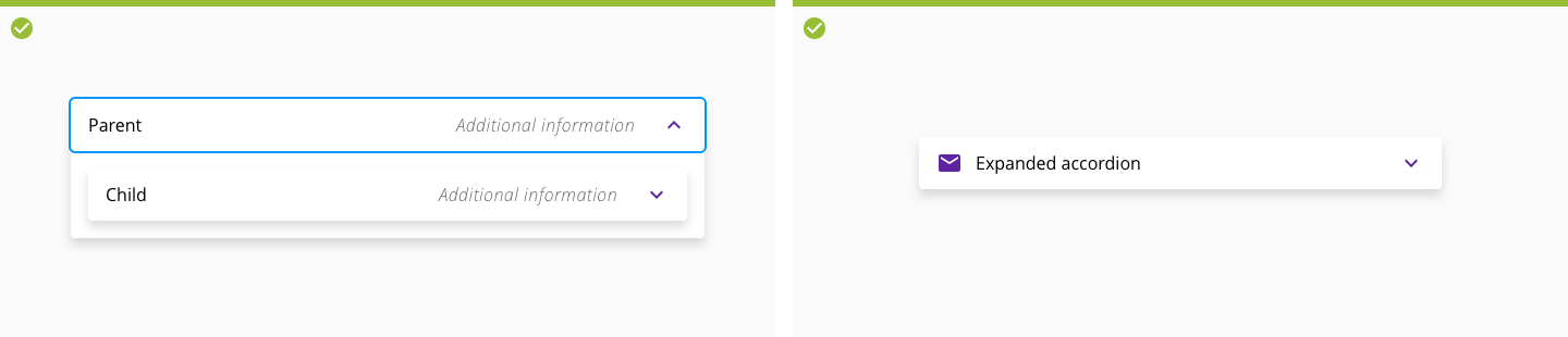 Nesting and icon usage examples