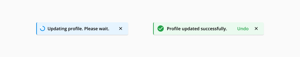 Common loading process represented with toasts