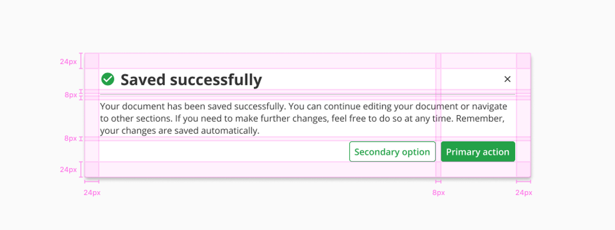Modal alert design specifications
