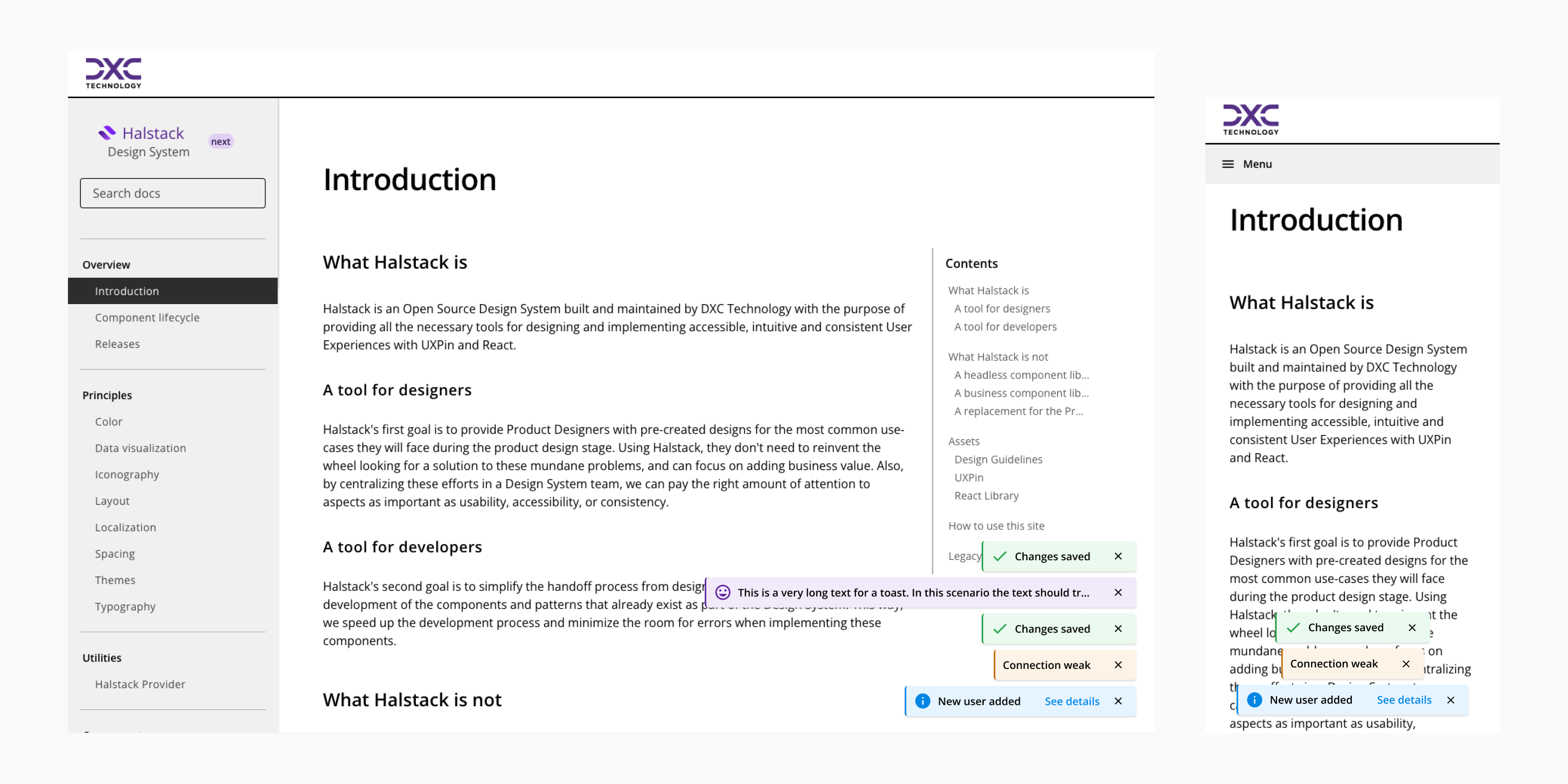 Positioning of some example toasts on the screen