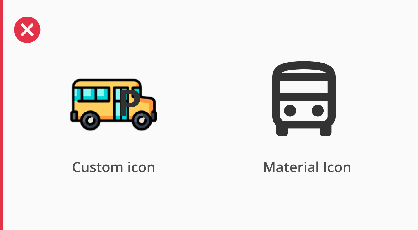 Fig. 1: Incorrect use of custom icons