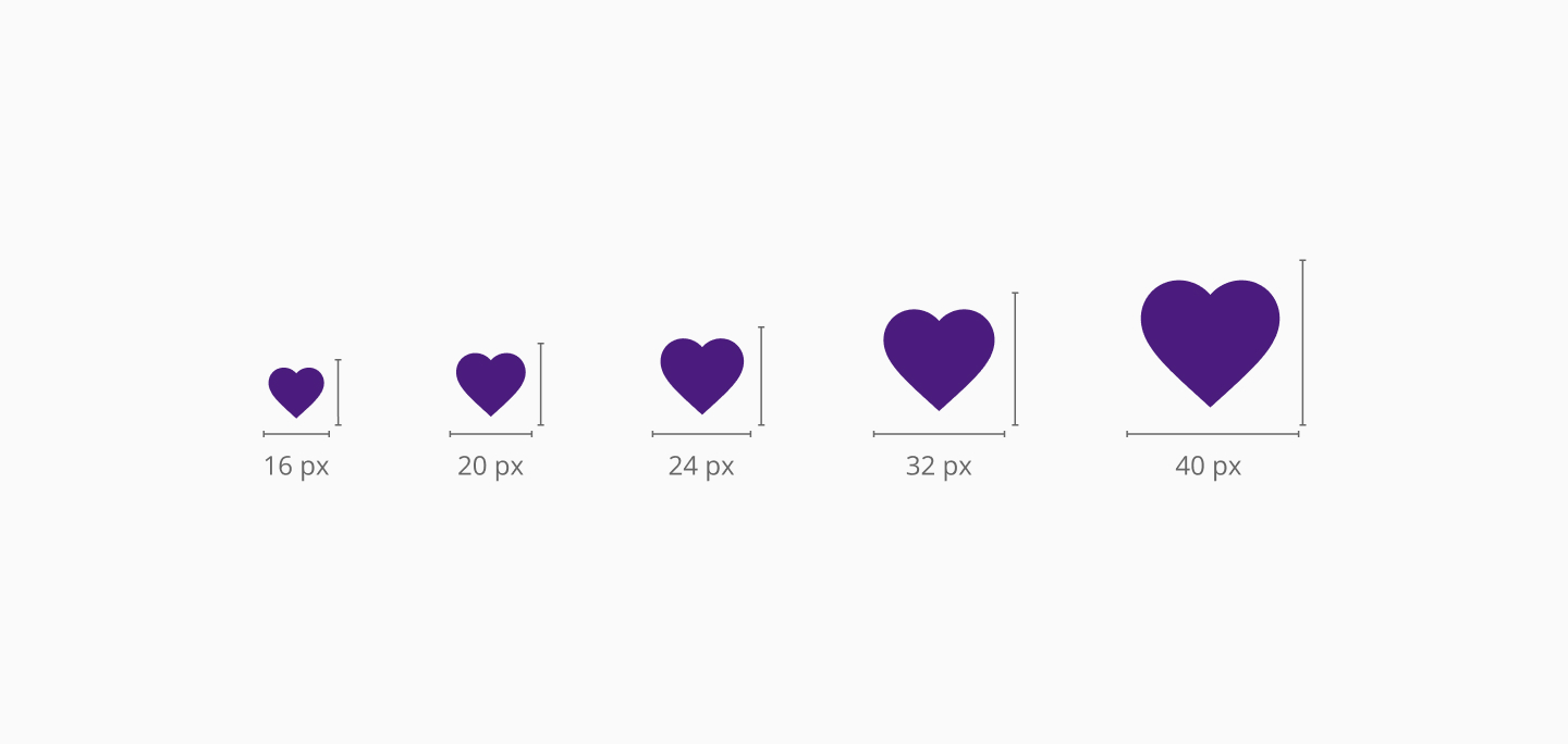 Halstack commonly used sizes for icons