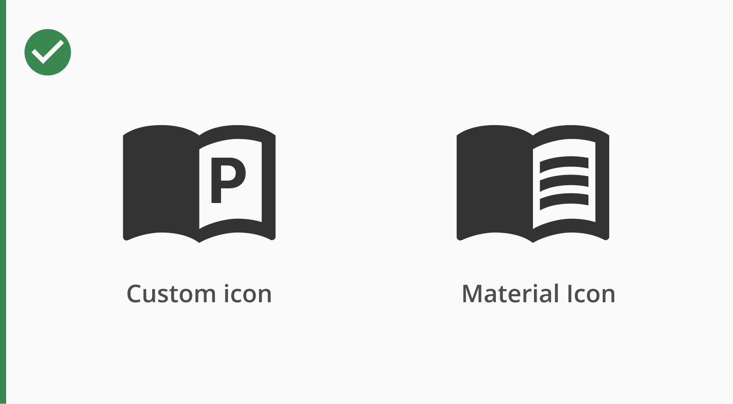 Fig. 2: Correct use of custom icons