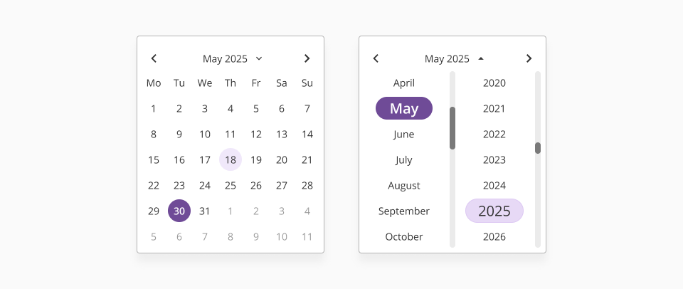 Example of a date picker dialog